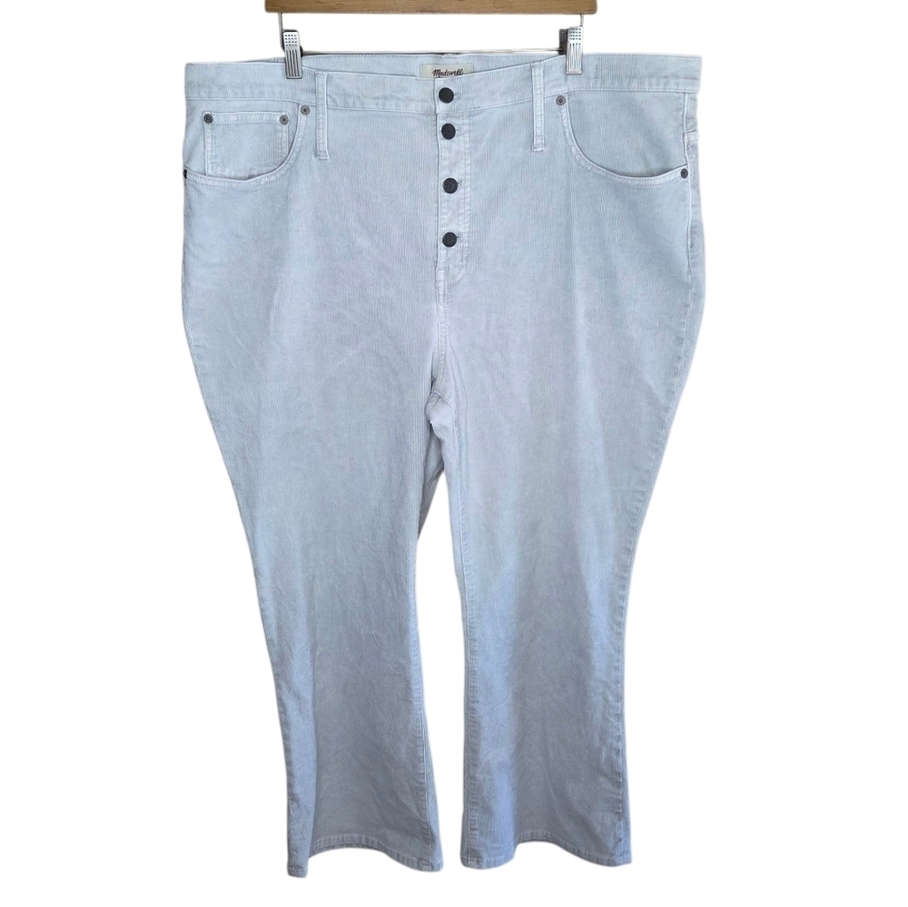 Madewell Light Gray Cali Demi Bootcut Corduroy Cropped Button Fly Pants Size 36